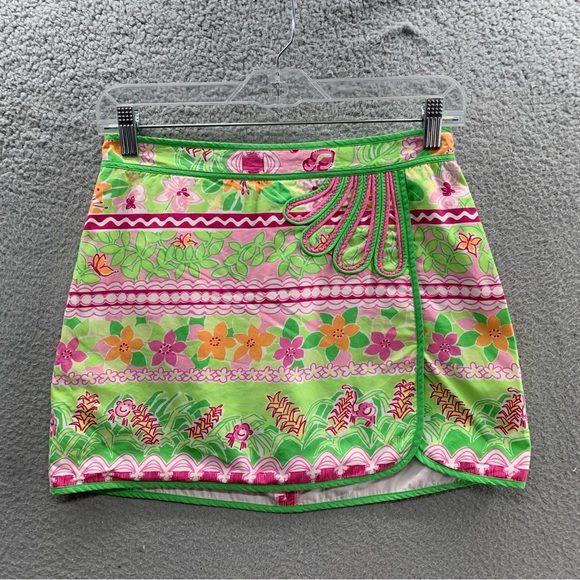 Lilly Pulitzer Other - Lilly Pulitzer Girls Size 14 Mini Shorts Skirt Skort Green Multicolor Back Zip